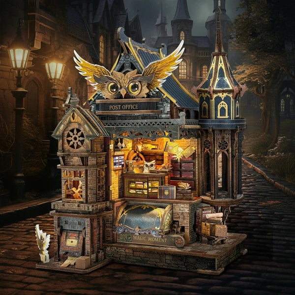 Miniaturowy dom zestaw do składania - Owl Post Office | DIY 3D drewniane puzzle
