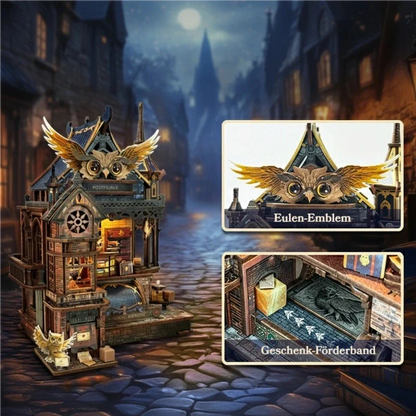 Kit de Casa en miniatura - Owl Post Office | Rompecabezas de madera 3D DIY