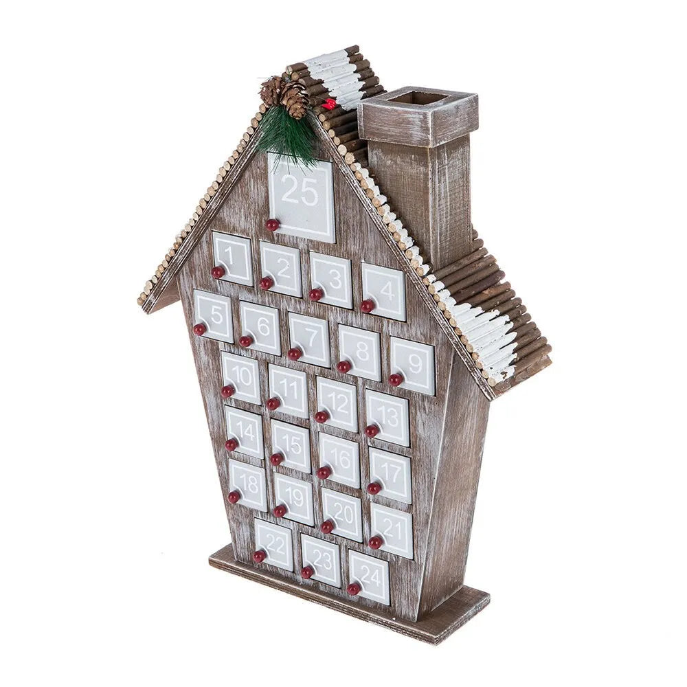Gray Wooden House Advent Calendar