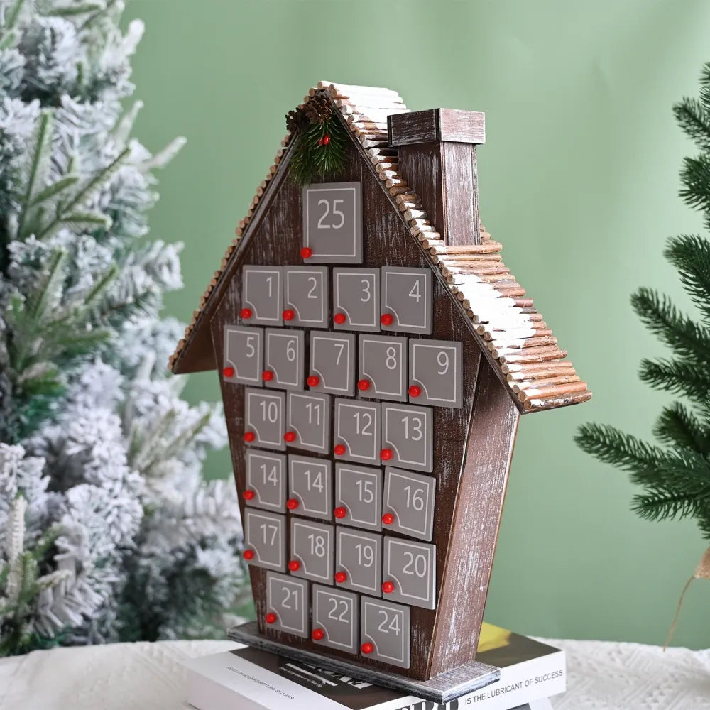 Gray Wooden House Advent Calendar