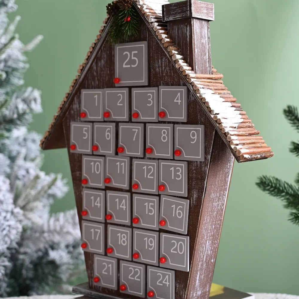 Gray Wooden House Advent Calendar