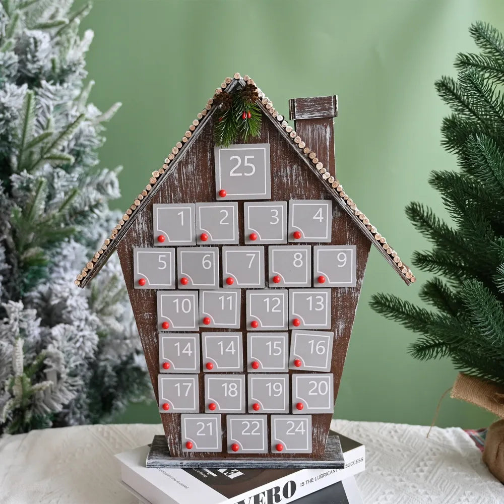 Gray Wooden House Advent Calendar