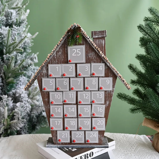 Gray Wooden House Advent Calendar