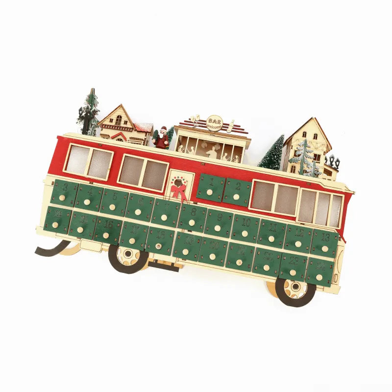 Wood Bus Scene Advent Calendar