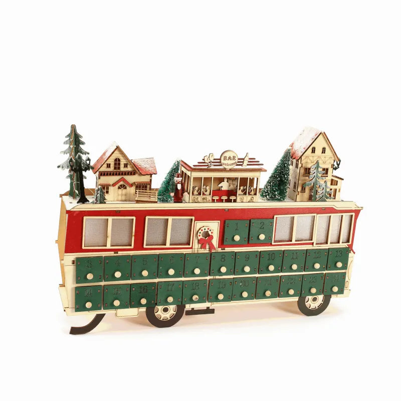 Wood Bus Scene Advent Calendar