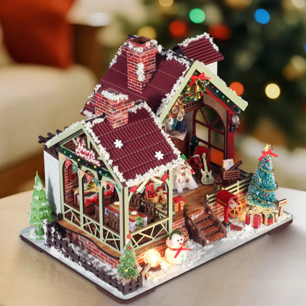 Miniatura zestaw do budowy domu - Ciepła świąteczna chatka