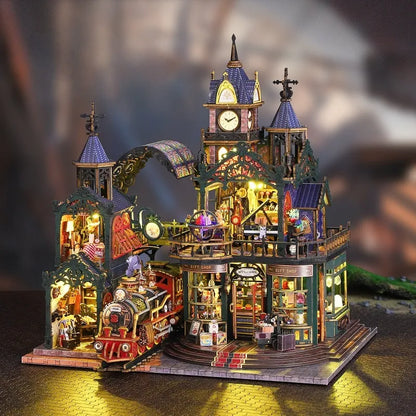 Kit de casa en miniatura - Ciudad aislada junto a la vía férrea